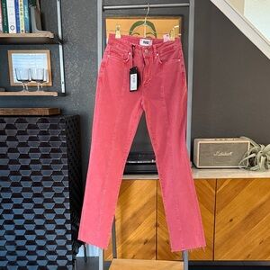PAIGE Cindy High Rise Straight Ankle Pink Jeans 25